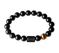 Generisch Pulsera de ámbar con 12 constelaciones de ojo de tigre pulseras elásticas para aliviar el estrés, cuentas de yoga, pulsera de ansiedad ajustable, tobillera grande para, talla única, Acero