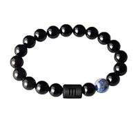 Generisch Pulsera de ámbar con 12 constelaciones de ojo de tigre pulseras elásticas para aliviar el estrés, cuentas de yoga, pulsera de ansiedad ajustable, tobillera grande para, talla única, Acero