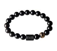 Generisch Pulsera de ámbar con 12 constelaciones de ojo de tigre pulseras elásticas para aliviar el estrés, cuentas de yoga, pulsera de ansiedad ajustable, tobillera grande para, talla única, Acero