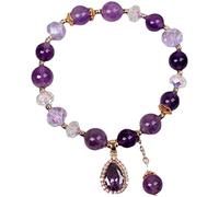 Generisch Pulsera de circonita, pulsera de plata y cristal púrpura, pulsera retro femenina, pulsera de novia, hermana, joyería, pulsera de cuero para, talla única, Acero aleado, No es una piedra