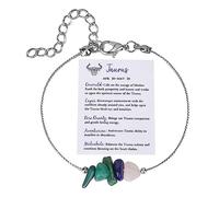 Generisch Pulsera de cristal con signo del zodiaco, regalo de cumpleaños, Géminis, Leo, Sagitario, regalos, tobilleras, regalo del signo del zodiaco, pulsera de piedra natural para mujer de talla