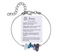 Generisch Pulsera de cristal con signo del zodiaco, regalo de cumpleaños, Géminis, Leo, Sagitario, regalos, tobilleras, regalo del signo del zodiaco, pulsera de piedra natural para mujer de talla