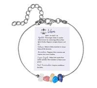 Generisch Pulsera de cristal con signo del zodiaco, regalo de cumpleaños, Géminis, Leo, Sagitario, regalos, tobilleras, regalo del signo del zodiaco, pulsera de piedra natural para mujer de talla