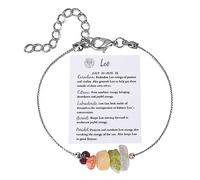 Generisch Pulsera de cristal con signo del zodiaco, regalo de cumpleaños, Géminis, Leo, Sagitario, regalos, tobilleras, regalo del signo del zodiaco, pulsera de piedra natural para mujer de talla