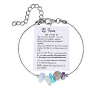 Generisch Pulsera de cristal con signo del zodiaco, regalo de cumpleaños, Géminis, Leo, Sagitario, regalos, tobilleras, regalo del signo del zodiaco, pulsera de piedra natural para mujer de talla