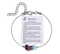 Generisch Pulsera de cristal con signo del zodiaco, regalo de cumpleaños, Géminis, Leo, Sagitario, regalos, tobilleras, regalo del signo del zodiaco, pulsera de piedra natural para mujer de talla