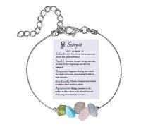 Generisch Pulsera de cristal con signo del zodiaco, regalo de cumpleaños, Géminis, Leo, Sagitario, regalos, tobilleras, regalo del signo del zodiaco, pulsera de piedra natural para mujer de talla