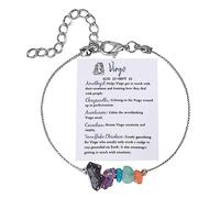 Generisch Pulsera de cristal con signo del zodiaco, regalo de cumpleaños, Géminis, Leo, Sagitario, regalos, tobilleras, regalo del signo del zodiaco, pulsera de piedra natural para mujer de talla