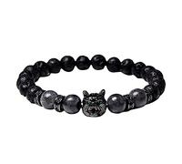 Generisch Pulsera de cuentas redondas de ojo de tigre natural pulsera de perlas de lava pulseras para mujer, A, Piedra, No es una piedra preciosa