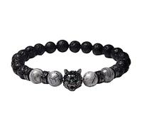 Generisch Pulsera de cuentas redondas de ojo de tigre natural pulsera de perlas de lava pulseras para mujer, A, Piedra, No es una piedra preciosa