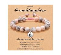 Generisch Pulsera de cuero azul para mujer con colgante de letra es un regalo de cumpleaños perfecto para el primer día escolar. Pulsera de oración, talla única, Plástico, No es una piedra preciosa