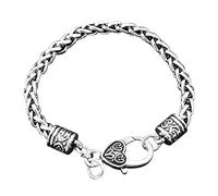 Generisch Pulsera de cuero de 42 mm con trabilla retro tibetana de plata antigua con cierre de mosquetón, reloj de pulsera para mujer con podómetro, talla única, Aleación de cinc, No es una piedra