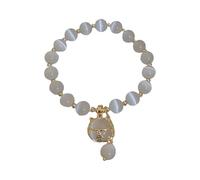 Generisch Pulsera de gato de la suerte para mujer, diseño de temperamento de alta calidad, joya hecha a mano para 2 niñas, talla única, Vidrio, Sin gemas