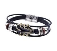 Generisch Pulsera de guitarra para hombre, de piel sintética con diseño de guitarra de música rock, estilo vintage, joyas de moda, accesorios de músicos para el día a día, viajes y festivales de