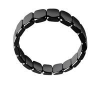 Generisch Pulsera de hematitas para hombre y mujer, pulsera de perlas de piedra natural con imán, elástica, pulsera de piedra negra, joya para el día a día, oficina y deporte, idea de regalo (01)