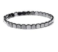 Generisch Pulsera de hematitas para hombre y mujer, pulsera de perlas de piedra natural con imán, elástica, pulsera de piedra negra, joya para el día a día, oficina y deporte, idea de regalo (03)