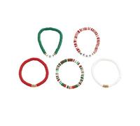 Generisch - Pulsera de joyería de Navidad, regalo de Navidad, trenzados de arcilla suave, cuentas de colores, carta elástica, polivalente San Valentín perlas regalo anillos, talla única, other