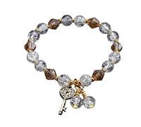 Generisch Pulsera de la amistad compatible con hacer perlas, pulsera de perlas multicolor elástica para mujer, pulsera de perlas apilable, multicapa, ajustable, sin níquel, correa de piel, A, Acero