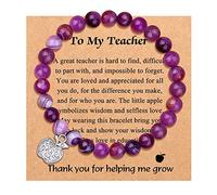 Generisch Pulsera de mujer con piedra natural para profesor, con colgante de agradecimiento, para profesores, pulsera de mujer, varias filas, talla única, Acero aleado, No es una piedra preciosa