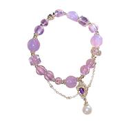 Generisch Pulsera de mujer grabada negra amatista con contraste de colores A of and Delicate Charm A For Friends Wisteria Flower Bracelet. Reloj de pulsera turquesa, talla única, Cristal artificial