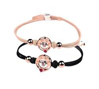 Generisch Pulsera de pareja de plata pura con corazón pulsado a mano, joyería de moda, regalo para el día de San Valentín, rosa, pulseras baratas, talla única, Hilo acrílico, No es una piedra preciosa