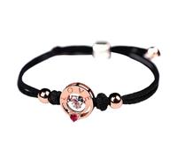 Generisch Pulsera de pareja de plata pura con corazón pulsado a mano, joyería de moda, regalo para el día de San Valentín, rosa, pulseras baratas, talla única, Hilo acrílico, No es una piedra preciosa