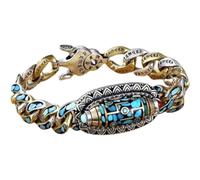 Generisch - Pulsera de perlas con cuentas de perlas celestiales con transferencia tibetana giratoria nueve ojos pulsera de perlas celestiales pulsera de suerte pulsera pulsera con joyas (B, A)