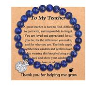 Generisch Pulsera de piedra natural con colgante del Día del Maestro para profesores, regalo de apreciación para profesores, pulsera fluorescente, talla única, Metal, Sin gemas