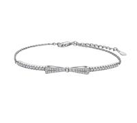 Generisch - Pulsera de pulsera para anillos cúbicos de circonia, plateada, elegante, elegante, para mujer, mensaje, ancho y pulsera, joyas, talla única, Zinc alloy