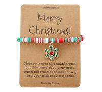 Generisch Pulsera Natación Hot Christmas Pendant Card Handmade Cute Santa Soft Ceramic Bead Bracelet Pulsera Mujer Piedras Preciosas, talla única, Plástico, Sin gemas