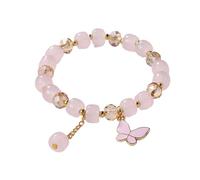 Generisch Pulsera para cadena de plata 2024 nueva imitación jade mariposa de cristal pulsera de cuentas para niños pulsera binaria pulsera de cuero, A, Resina, No es una piedra preciosa