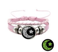 Generisch Pulsera para hombre de plata 925 Sun and Moon ajustable pulseras The Luminous Stone, Light Energy The Irradiation Of Black pulsera para cerca de un reloj, talla única, PU, No es una piedra