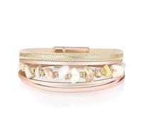 Generisch Pulsera para menores de 5 mujeres, juego de pulseras de varias capas, pulsera enroscable irregular, pulsera de grava con cierre magnético, pulsera para personas mayores, talla única, piel,