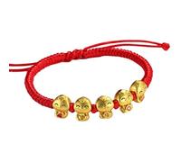 Generisch Pulseras de perlas para hombre chino Año Nuevo rojo pulseras de cadena china zodiaco Feng Shui Animal Charm pulsera de Año Nuevo Joyería para mujeres hombres reloj de pulsera de cuero azul,