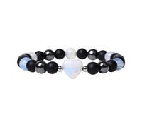 Generisch - Pulseras para mensajes con perlas y abalorios, diseño del corazón con piedras y perlas, talla única, Plástico