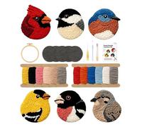 Generisch Punch Needle Juego de bordado - Posavasos accesorios para manualidades | Kits de agujas para principiantes con accesorios - Para proyectos de arte, oficina, hogar, regalos de