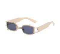 Generisch Punk Sunglasses Women Fashion Rhinestone Small Frame Sun Glasses Men Shades UV400 Clear Eyewear, Beige Gray, talla única