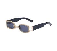 Generisch Punk Sunglasses Women Fashion Rhinestone Small Frame Sun Glasses Men Shades UV400 Clear Eyewear, Gris dorado, talla única