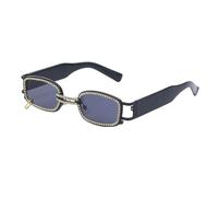 Generisch Punk Sunglasses Women Fashion Rhinestone Small Frame Sun Glasses Men Shades UV400 Clear Eyewear, negro/gris, talla única