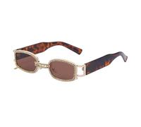Generisch Punk Sunglasses Women Fashion Rhinestone Small Frame Sun Glasses Men Shades UV400 Clear Eyewear, Leopard Tea, talla única