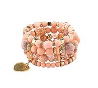 Generisch Qué dignidad hacer pulseras apilables pulseras de perlas para mujer y hombre elástico multicapa conjunto de joyas multicolor reloj de pulsera grande, talla única, Cristal, No es una piedra