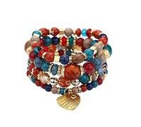 Generisch Qué dignidad hacer pulseras apilables pulseras de perlas para mujer y hombre elástico multicapa conjunto de joyas multicolor reloj de pulsera grande, talla única, Cristal, No es una piedra