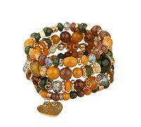 Generisch Qué dignidad hacer pulseras apilables pulseras de perlas para mujer y hombre elástico multicapa conjunto de joyas multicolor reloj de pulsera grande, talla única, Cristal, Sin gemas