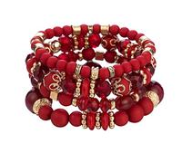 Generisch Qué dignidad hacer pulseras apilables pulseras de perlas para mujer y hombre elástico multicapa conjunto de joyas multicolor reloj de pulsera grande, talla única, Cristal, No es una piedra