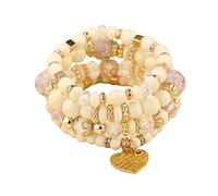 Generisch Qué dignidad hacer pulseras apilables pulseras de perlas para mujer y hombre elástico multicapa conjunto de joyas multicolor reloj de pulsera grande, talla única, Cristal, No es una piedra