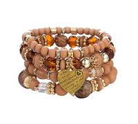Generisch Qué dignidad hacer pulseras apilables pulseras de perlas para mujer y hombre elástico multicapa conjunto de joyas multicolor reloj de pulsera grande, talla única, Cristal, No es una piedra