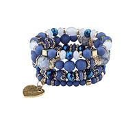 Generisch Qué dignidad hacer pulseras apilables pulseras de perlas para mujer y hombre elástico multicapa conjunto de joyas multicolor reloj de pulsera grande, talla única, Cristal, No es una piedra