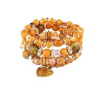 Generisch Qué dignidad hacer pulseras apilables pulseras de perlas para mujer y hombre elástico multicapa conjunto de joyas multicolor reloj de pulsera grande, talla única, Cristal, Sin gemas