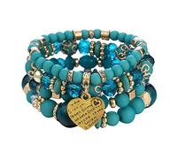 Generisch Qué dignidad hacer pulseras apilables pulseras de perlas para mujer y hombre elástico multicapa conjunto de joyas multicolor reloj de pulsera grande, talla única, Cristal, Sin gemas