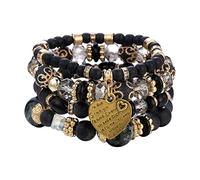 Generisch Qué dignidad hacer pulseras apilables pulseras de perlas para mujer y hombre elástico multicapa conjunto de joyas multicolor reloj de pulsera grande, talla única, Cristal, No es una piedra